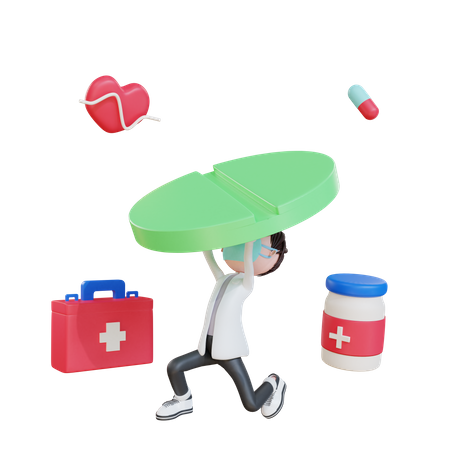 Doctor with medicine  3D Illustration