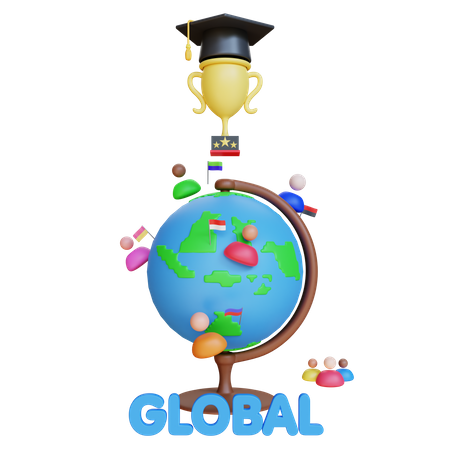 Educação Global  3D Illustration