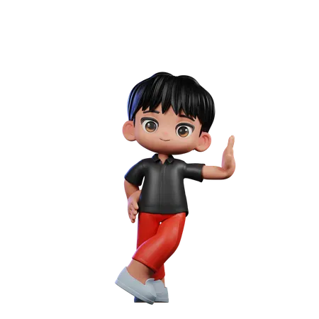 Garoto fofo fazendo uma pose legal  3D Illustration