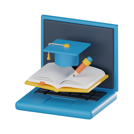 Student gaining online education  3D Icon